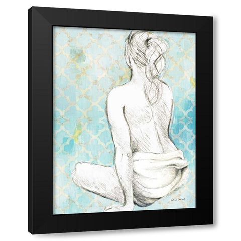 Woman Sitting on Pattern II Black Modern Wood Framed Art Print with Double Matting by Loreth, Lanie
