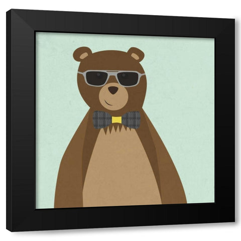 Hipster Bear II Black Modern Wood Framed Art Print with Double Matting by Studio, Sd Graphics