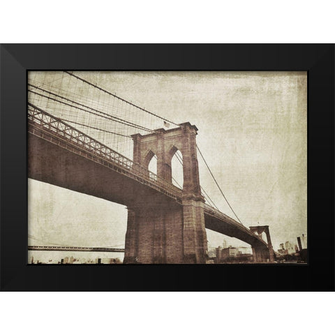 Bridge of Brooklyn Sepia I Black Modern Wood Framed Art Print by Acosta