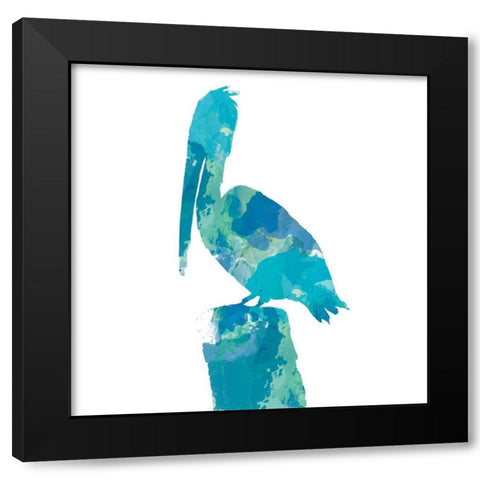Watercolor Pelican Square 1 Black Modern Wood Framed Art Print by DeRice, Julie