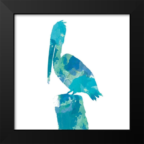 Watercolor Pelican Square 1 Black Modern Wood Framed Art Print by DeRice, Julie