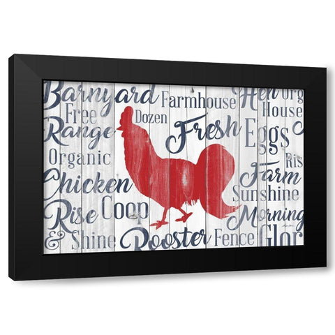 Kitchen Rooster Black Modern Wood Framed Art Print with Double Matting by Edwins, Hugo