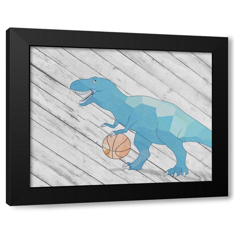 Dino Basketball II Black Modern Wood Framed Art Print with Double Matting by SD Graphics Studio