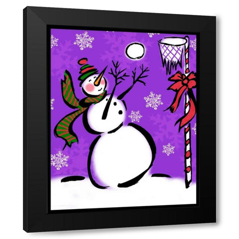 Silly Snowmen VII Black Modern Wood Framed Art Print with Double Matting by Biscardi, Nicholas