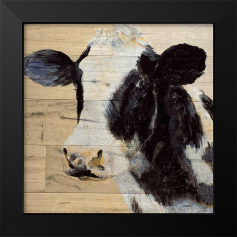 Cow On Wood Black Modern Wood Framed Art Print by Loreth, Lanie