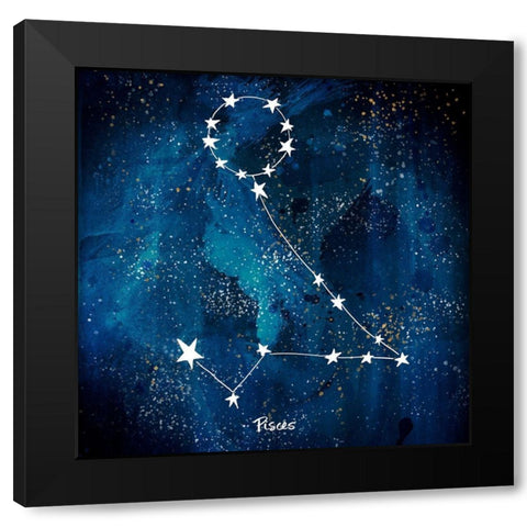 Pisces Black Modern Wood Framed Art Print by Papa, Kat