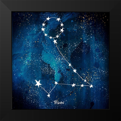 Pisces Black Modern Wood Framed Art Print by Papa, Kat