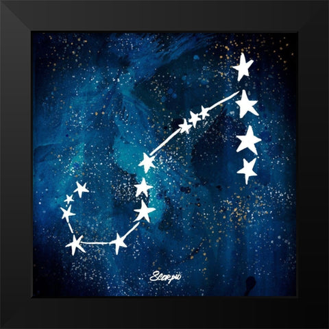 Scorpio Black Modern Wood Framed Art Print by Papa, Kat