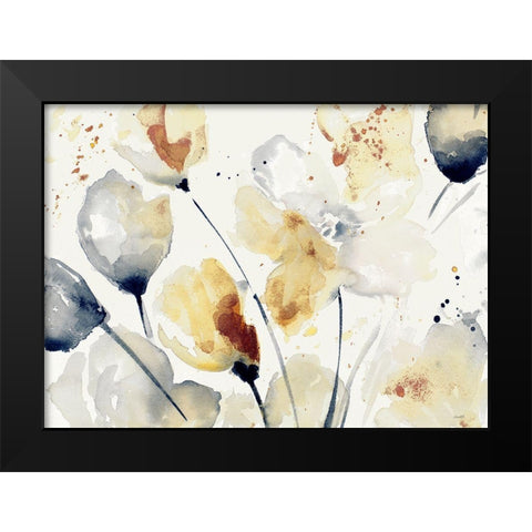 Autumn Abstract Floral Black Modern Wood Framed Art Print by Loreth, Lanie