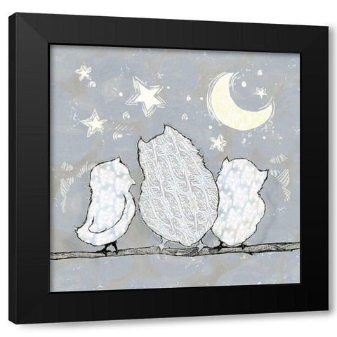 Hoot Family Square Black Modern Wood Framed Art Print by Diannart