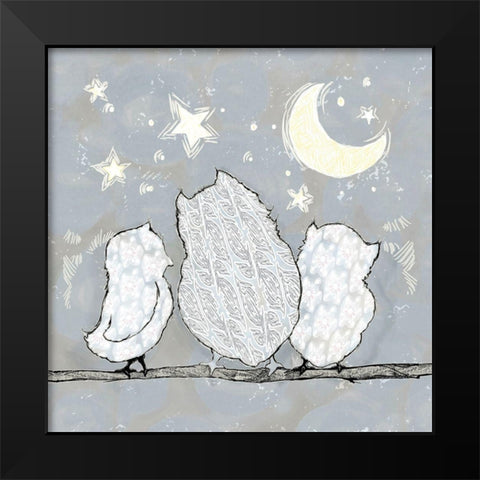 Hoot Family Square Black Modern Wood Framed Art Print by Diannart