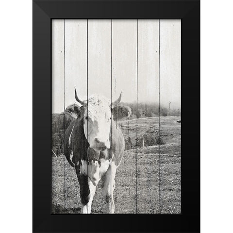BW Country Cows on Wood Black Modern Wood Framed Art Print by Hyler, JB