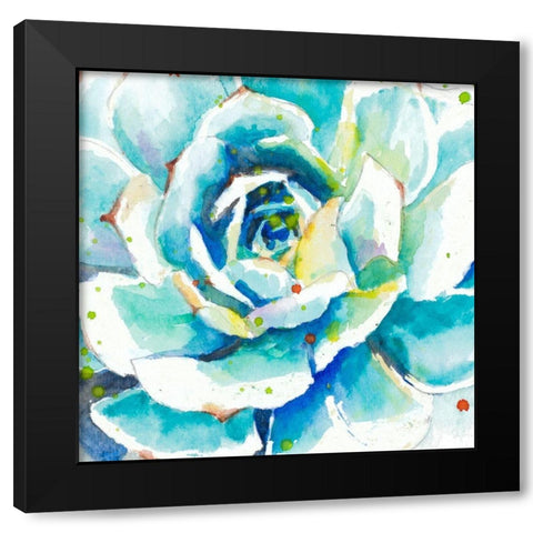 Turquoise Succulent Close Up Black Modern Wood Framed Art Print by Pinto, Patricia