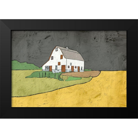 White Barn Black Modern Wood Framed Art Print by Mabat, Ynon