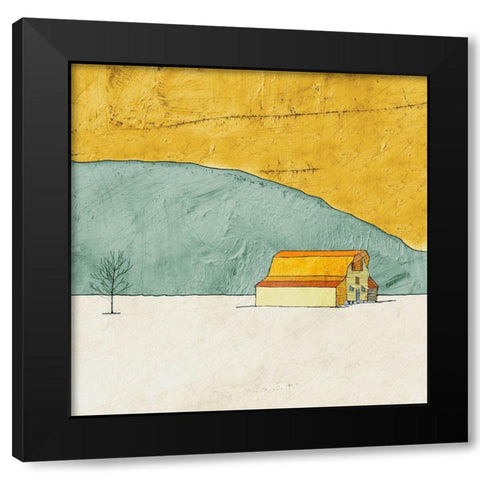 Teal and Yellow Barn Black Modern Wood Framed Art Print by Mabat, Ynon