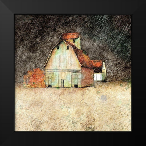 Stormy Farm Evening Black Modern Wood Framed Art Print by Mabat, Ynon