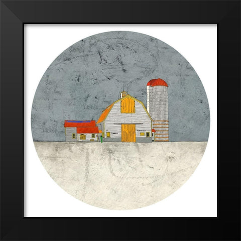 Barn and Silo Black Modern Wood Framed Art Print by Mabat, Ynon