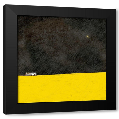 Barn in the Distance at Night Black Modern Wood Framed Art Print by Mabat, Ynon