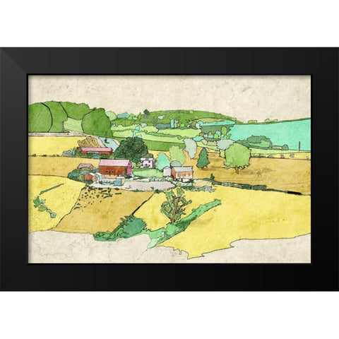 Large Farm Black Modern Wood Framed Art Print by Mabat, Ynon