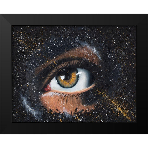 Space Eye Black Modern Wood Framed Art Print by Bucheli, Amaya