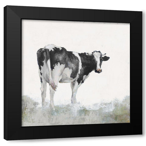 Posing Cow Black Modern Wood Framed Art Print by Green, Jenny