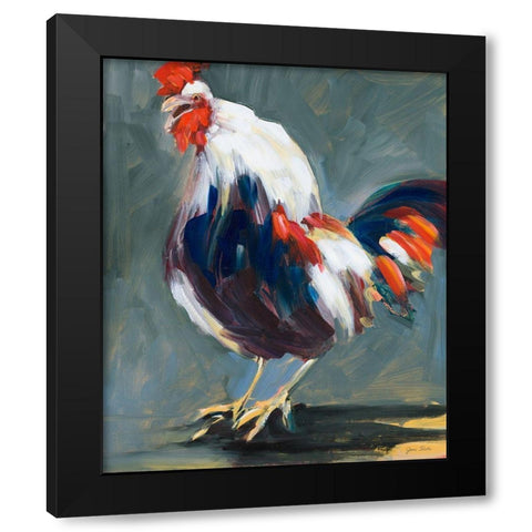 Rising Rooster Black Modern Wood Framed Art Print with Double Matting by Slivka, Jane