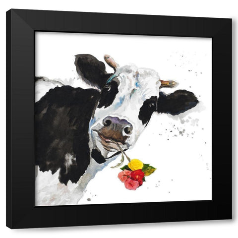 Crazy Cow Black Modern Wood Framed Art Print with Double Matting by Pinto, Patricia