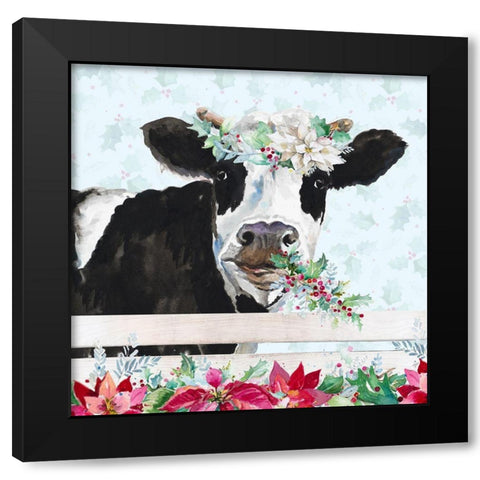 Holiday Crazy Cow Black Modern Wood Framed Art Print with Double Matting by Pinto, Patricia