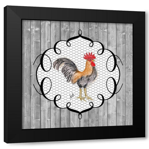 Rooster on the Roost I Black Modern Wood Framed Art Print by Metz, Andi
