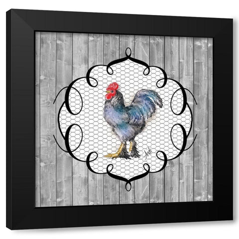 Rooster on the Roost II Black Modern Wood Framed Art Print with Double Matting by Metz, Andi