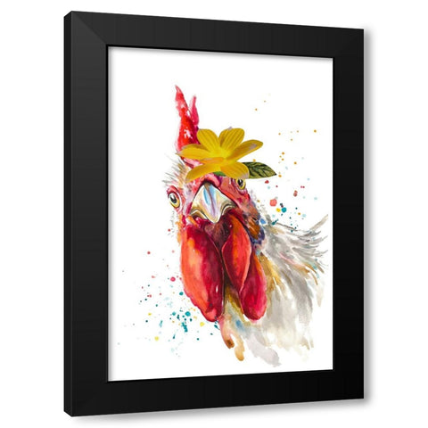 Cute Rooster Black Modern Wood Framed Art Print with Double Matting by Pinto, Patricia