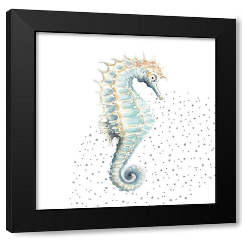 Turquoise Seahorse Black Modern Wood Framed Art Print with Double Matting by Pinto, Patricia