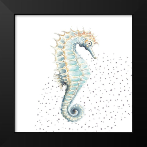 Turquoise Seahorse Black Modern Wood Framed Art Print by Pinto, Patricia