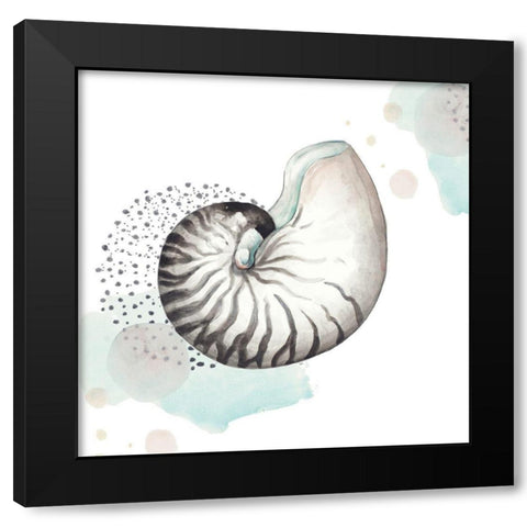Turquoise Ocean Nautilus Black Modern Wood Framed Art Print by Pinto, Patricia