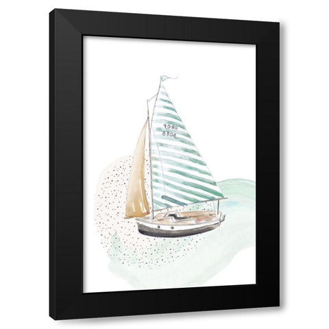 Turquoise Sail Boat Black Modern Wood Framed Art Print by Pinto, Patricia