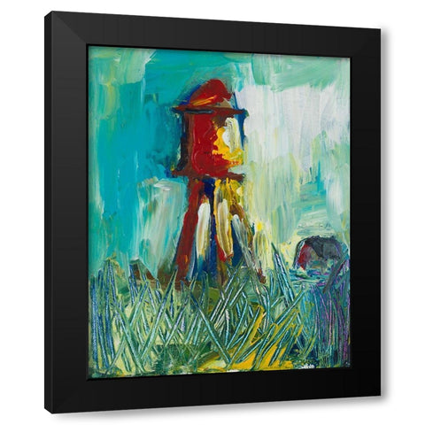 Painted Water Tower Black Modern Wood Framed Art Print with Double Matting by Beauchamp, Andy
