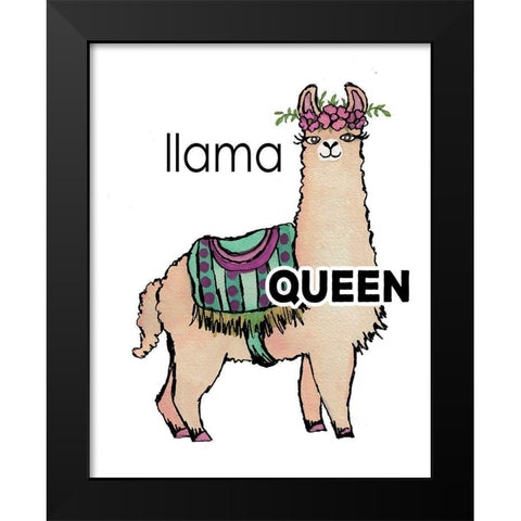 Queen Llama Black Modern Wood Framed Art Print by Medley, Elizabeth