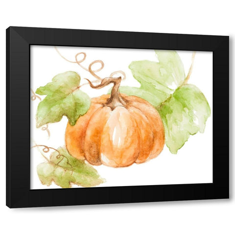 Fall Pumpkin with Big Leaves Black Modern Wood Framed Art Print with Double Matting by Loreth, Lanie