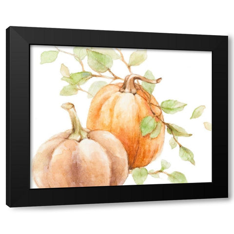 Fall Vines and Two Pumpkins Black Modern Wood Framed Art Print with Double Matting by Loreth, Lanie