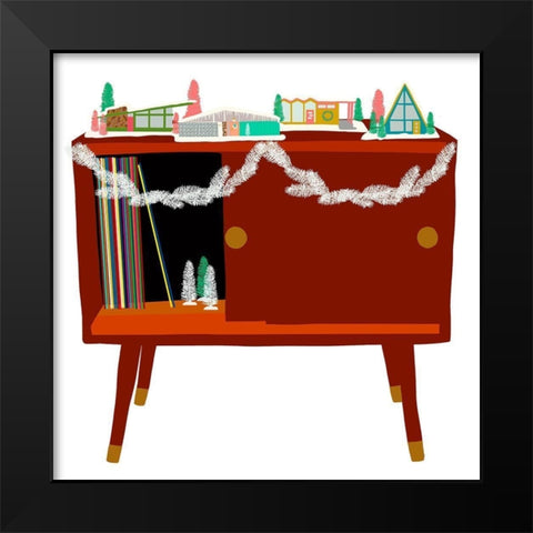 Mid Century Christmas Black Modern Wood Framed Art Print by Bucheli, Jen