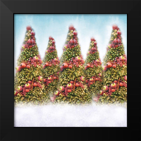 Oh Christmas Trees Black Modern Wood Framed Art Print by Meneely, Dan