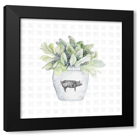 Potted Farm Herbs IV Black Modern Wood Framed Art Print with Double Matting by Gaynor, Janice