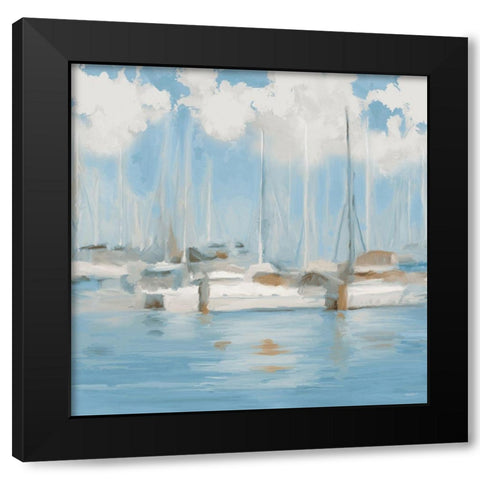 Golf Harbor Boats I Black Modern Wood Framed Art Print by Meneely, Dan