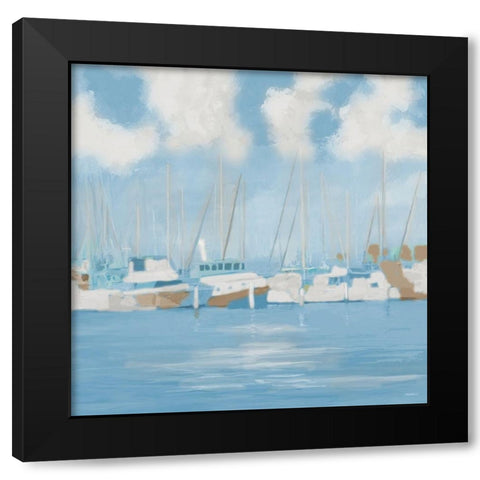 Golf Harbor Boats II Black Modern Wood Framed Art Print by Meneely, Dan