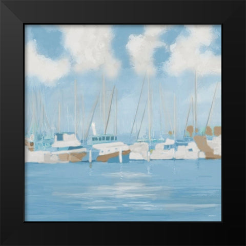 Golf Harbor Boats II Black Modern Wood Framed Art Print by Meneely, Dan
