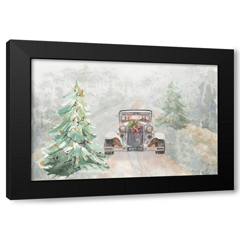 Old Time Road at Christmas Black Modern Wood Framed Art Print by Pinto, Patricia