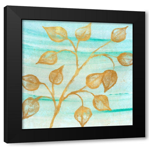 Gold Moment of Nature on Teal I Black Modern Wood Framed Art Print by Marcon, Michael