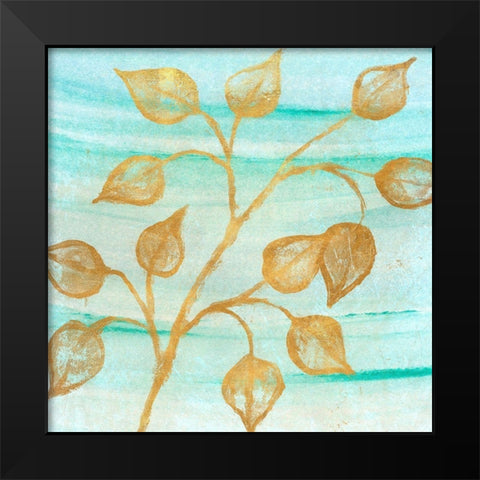 Gold Moment of Nature on Teal I Black Modern Wood Framed Art Print by Marcon, Michael