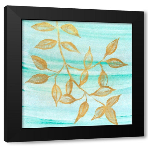 Gold Moment of Nature on Teal II Black Modern Wood Framed Art Print by Marcon, Michael