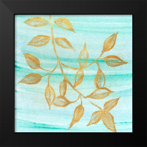 Gold Moment of Nature on Teal II Black Modern Wood Framed Art Print by Marcon, Michael